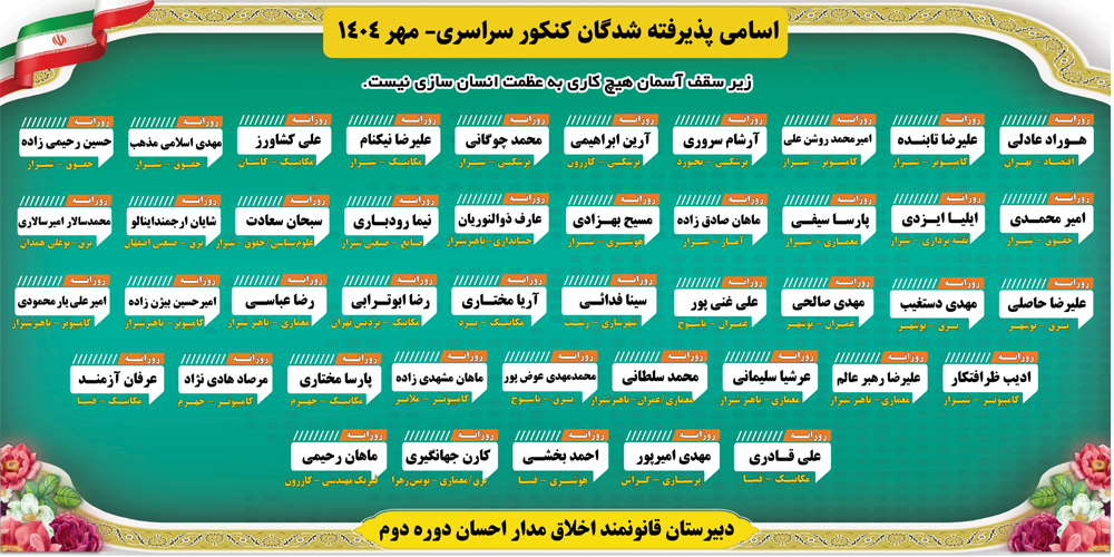 اسامی پذیرفته شدگان کنکور سراس
